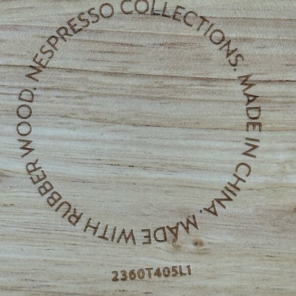 Nespresso Wood Serving Tray with Leather Handles 15" x 7" Modern Kitchen Decor - Picture 6 of 7